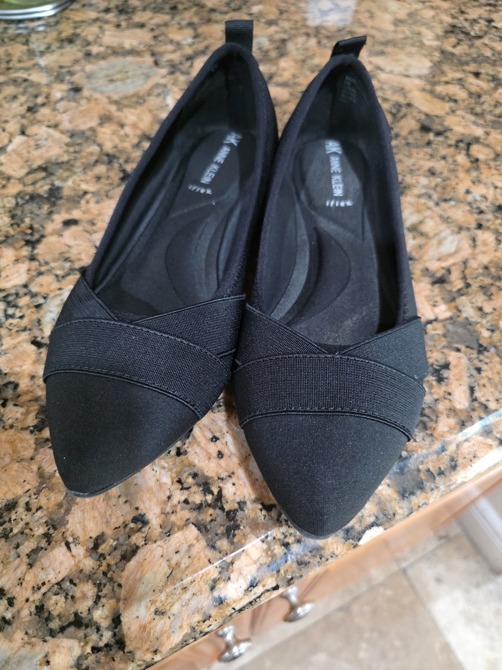 Anne Klein Black Pointed Toe Flats
